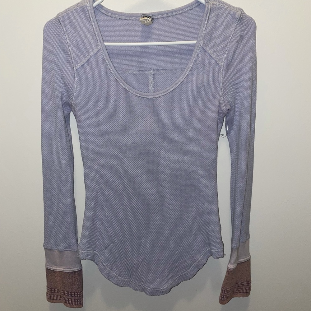 FREE PEOPLE Light Purple Waffle Long Sleeve Too